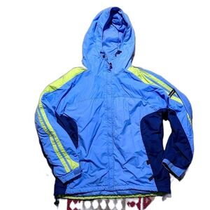 Gorpcore Y2K Ski Jacket Columbia Blue Yellow Insulated Snow Women L Outdoors